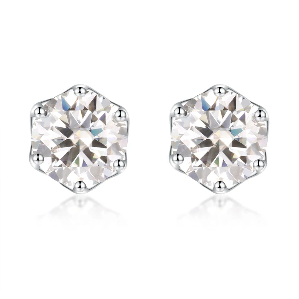 2.0 Ct Round Moissanite 6 Prong Stud Earrings-Black Diamonds New York