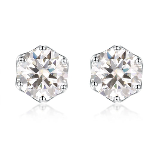 2.0 Ct Round Moissanite 6 Prong Stud Earrings-Black Diamonds New York