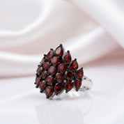 Exquisite Red Garnet Simulant Ring-Black Diamonds New York