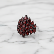 Exquisite Red Garnet Simulant Ring-Black Diamonds New York