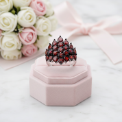 Exquisite Red Garnet Simulant Ring-Black Diamonds New York