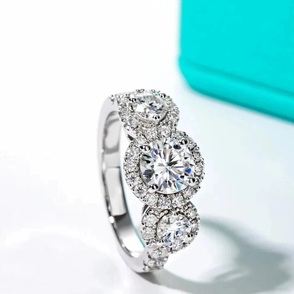1.0 Ct Round Diamond Halo Engagement Ring-Black Diamonds New York