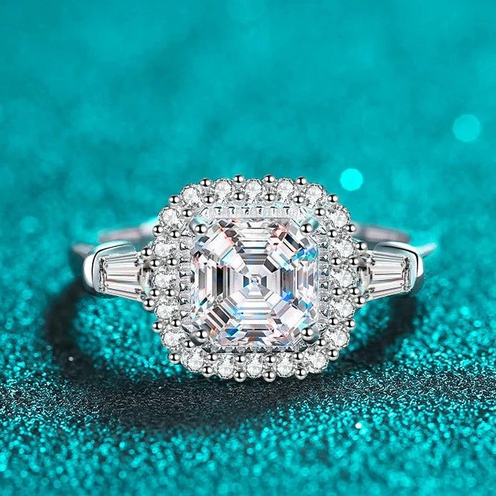 2.0 Ct Cushion Cut Moissanite Halo Engagement Ring-Black Diamonds New York