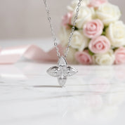 18k Gold Overlay Four-Leaf Clover Certified Moissanite Necklaces-Black Diamonds New York