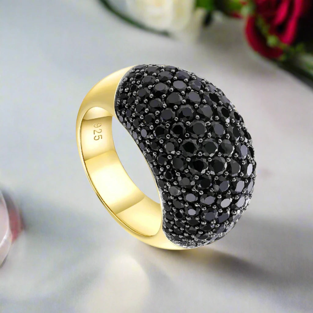 Unique 5.20 Ct Round-cut Black Spinel Ring-Black Diamonds New York