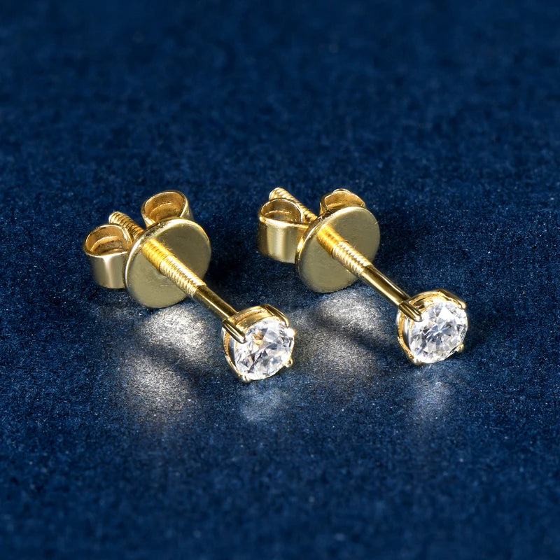 10K Solid Gold 3mm Moissanite Stud Earrings-Black Diamonds New York