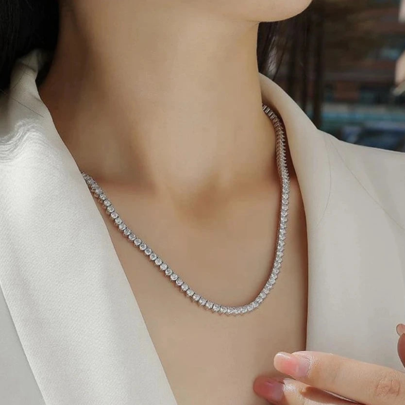 0.1 Ct Round Diamond Tennis Chain Necklace-Black Diamonds New York