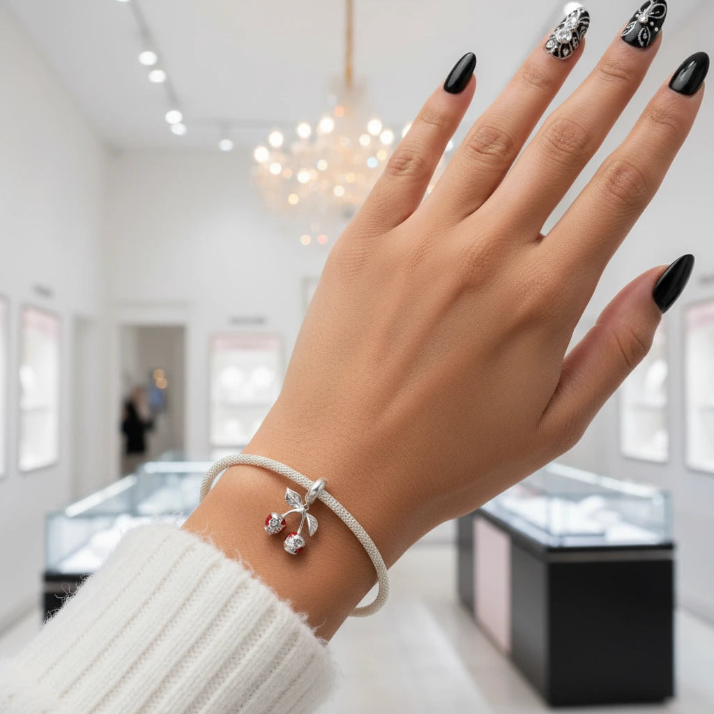 Cherry Skull Gothic Charm-Black Diamonds New York