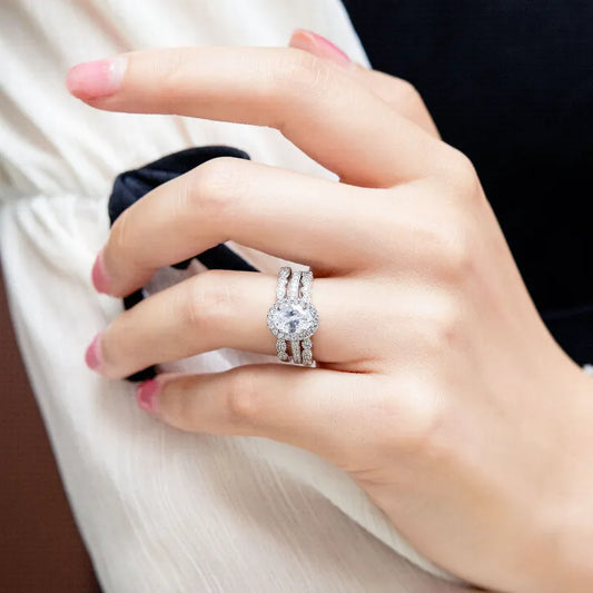 1.5 Ct Oval Cut Diamond Engagement Ring Set-Black Diamonds New York