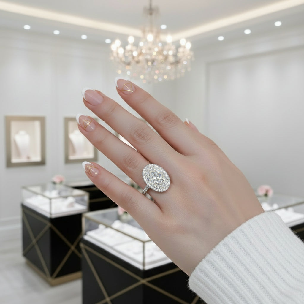 8ct Oval Cut Diamond Engagement Ring-Black Diamonds New York