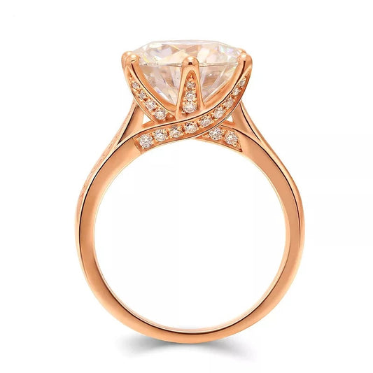 18K Rose Gold 5.0 Ct Round Cut Diamond Engagement Ring-Black Diamonds New York
