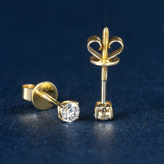 10K Solid Gold 3mm Diamond Stud Earrings-Black Diamonds New York