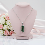 Natural Moss Agate Pendant Necklace-Black Diamonds New York