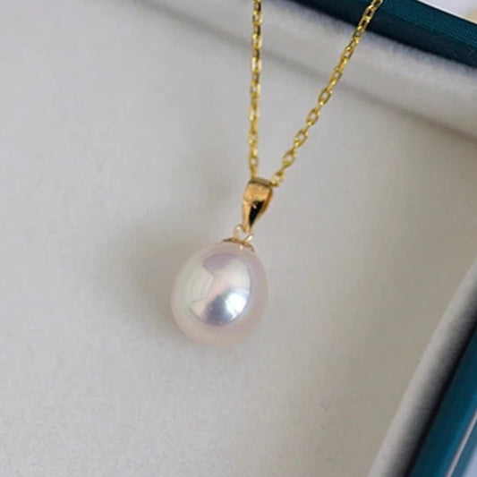 Natural Freshwater Waterdrop Pearl Pendant Necklace-Black Diamonds New York