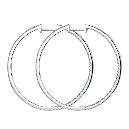 Round Cut D Color Moissanite Diamond Hoop Earrings-Black Diamonds New York