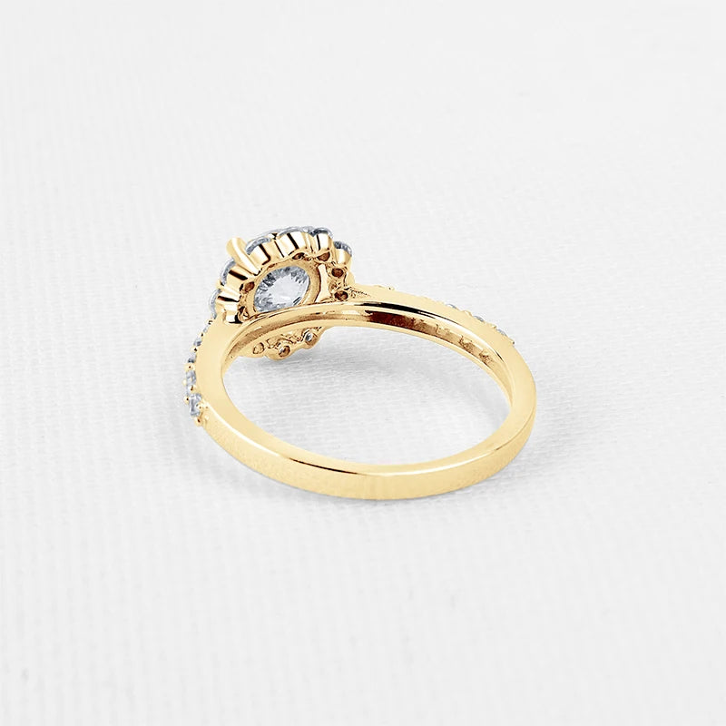 10K Solid Gold 1.0 Ct Round Cut Moissanite Engagement Ring-Black Diamonds New York