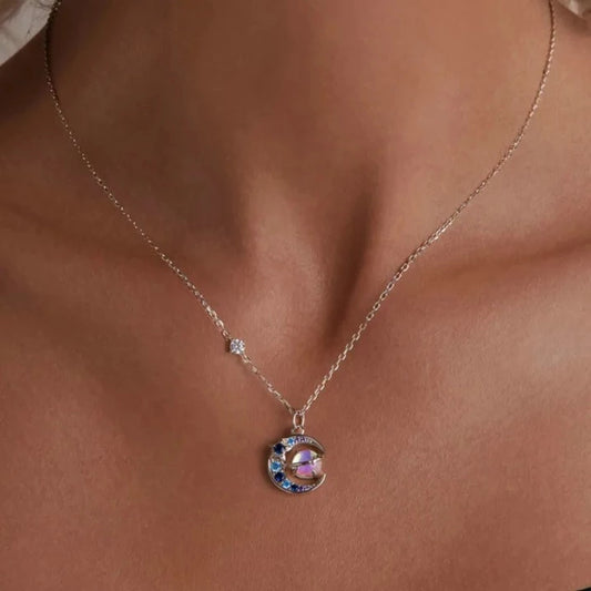 Fantasy Rainbow and Planet Created Diamond Necklace-Black Diamonds New York