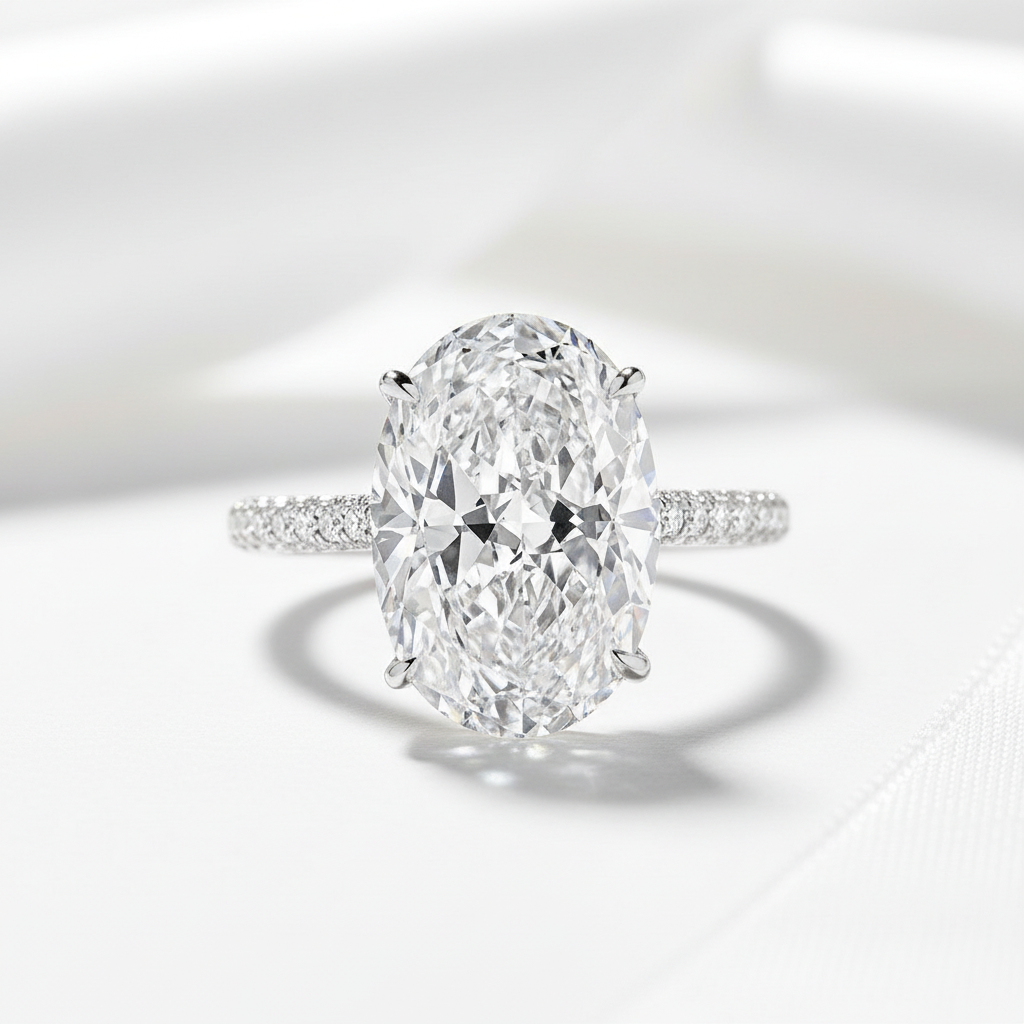 8 ct Oval cut Diamond Hidden Halo Engagement Ring-Black Diamonds New York