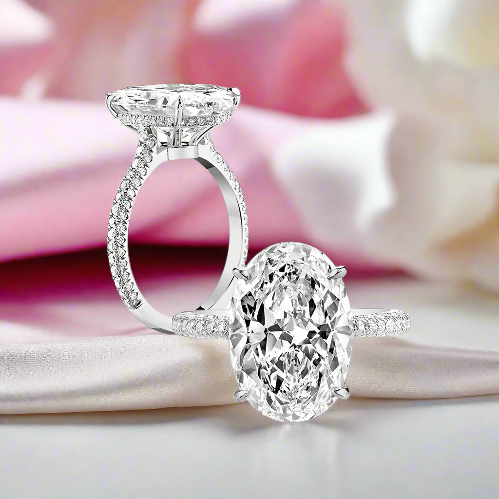 8 ct Oval-Cut Diamond Option Hidden Halo Engagement Ring-Black Diamonds New York