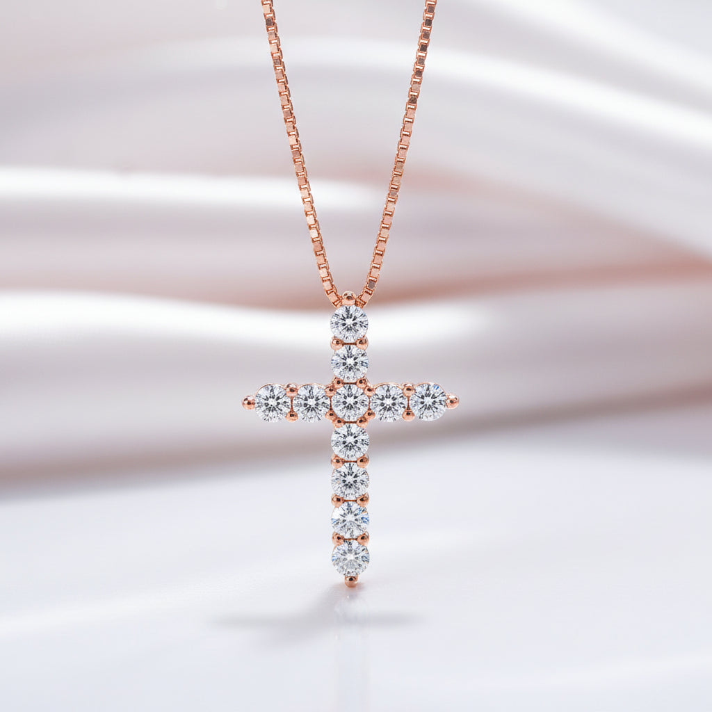 Certified Black Moissanite Cross Pendant Necklace-Black Diamonds New York