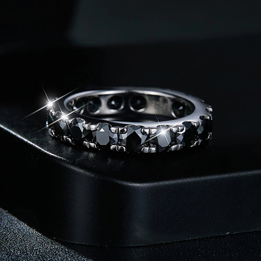 4mm Round Black Moissanite Wedding Band-Black Diamonds New York