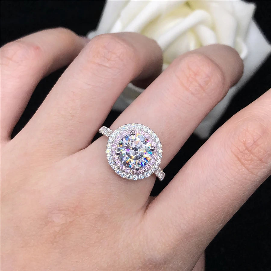 18k White Gold 2.0 Ct Diamond Double Halo Engagement Ring-Black Diamonds New York