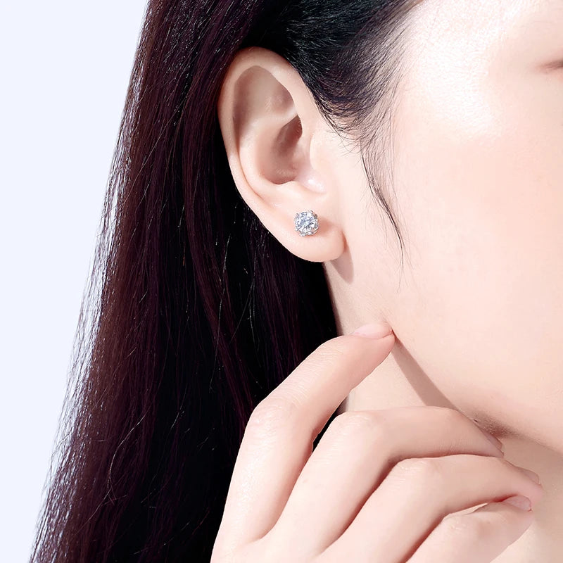 0.5 Ct Moissanite Diamond Flower Stud Earrings-Black Diamonds New York