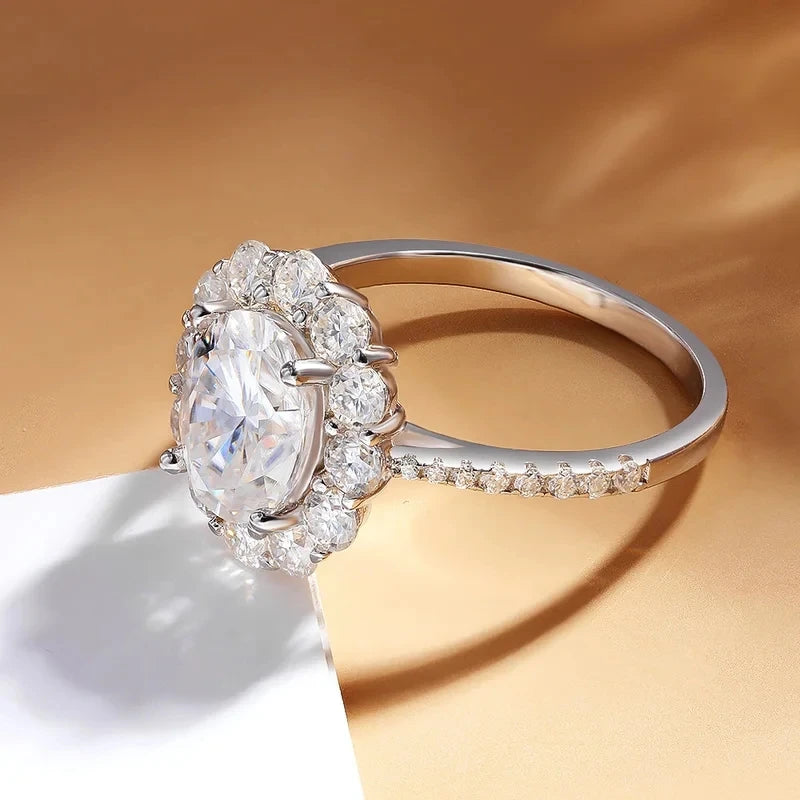 2.0 Ct Oval Cut Moissanite Halo Engagement Ring-Black Diamonds New York
