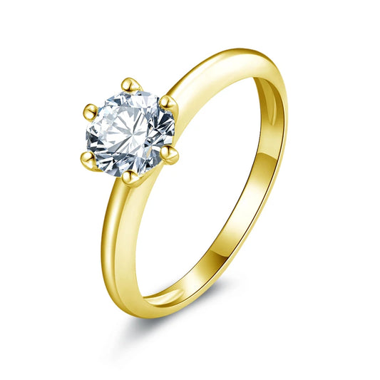 10K Gold 0.8 Ct Round Moissanite Solitaire Engagement Ring-Black Diamonds New York