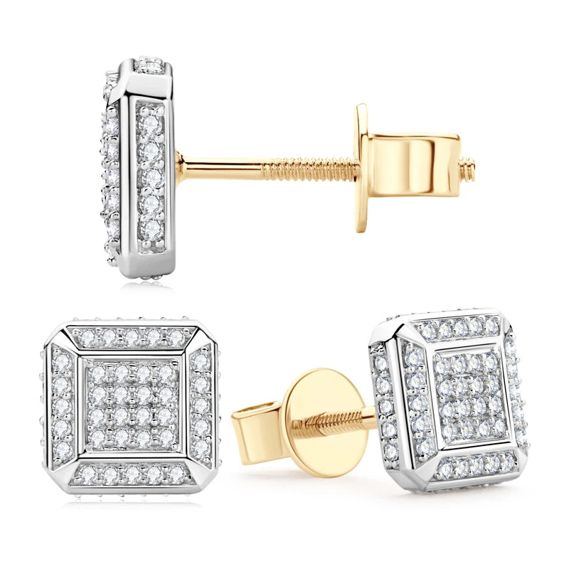 10K Solid Gold Micro Inlaid Moissanite Stud Earrings-Black Diamonds New York