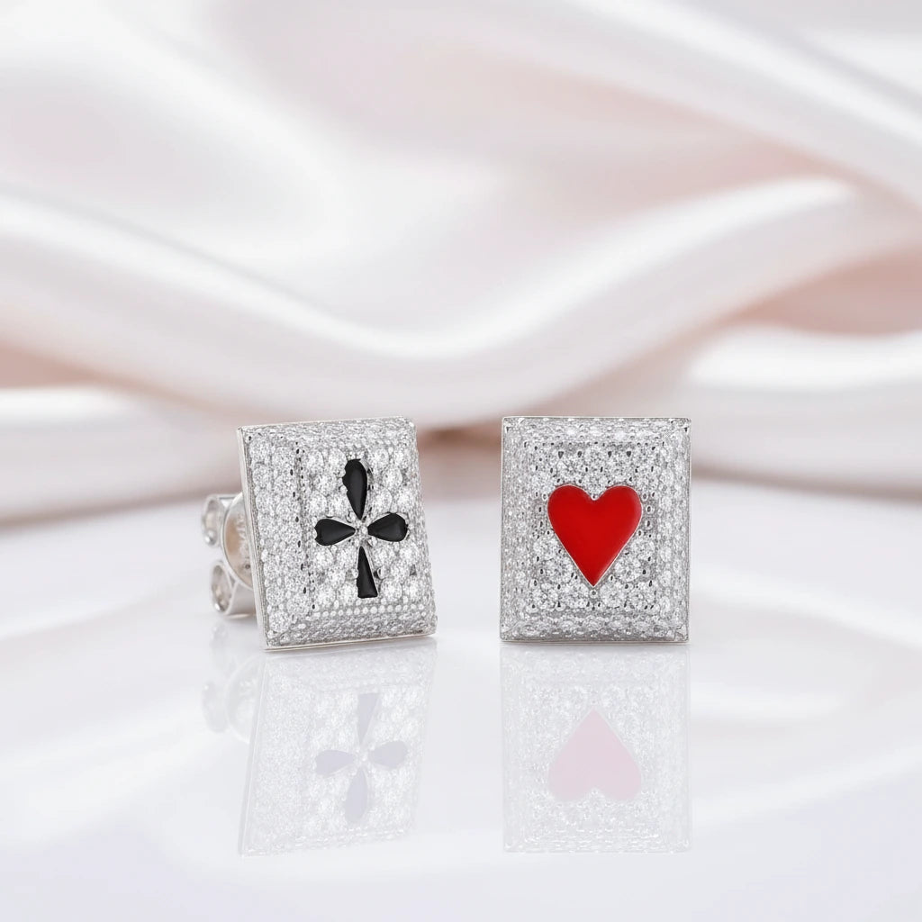 Poker Diamond Option Stud Earrings-Black Diamonds New York