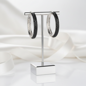 Delicate Black Spinel Hoop Earrings-Black Diamonds New York