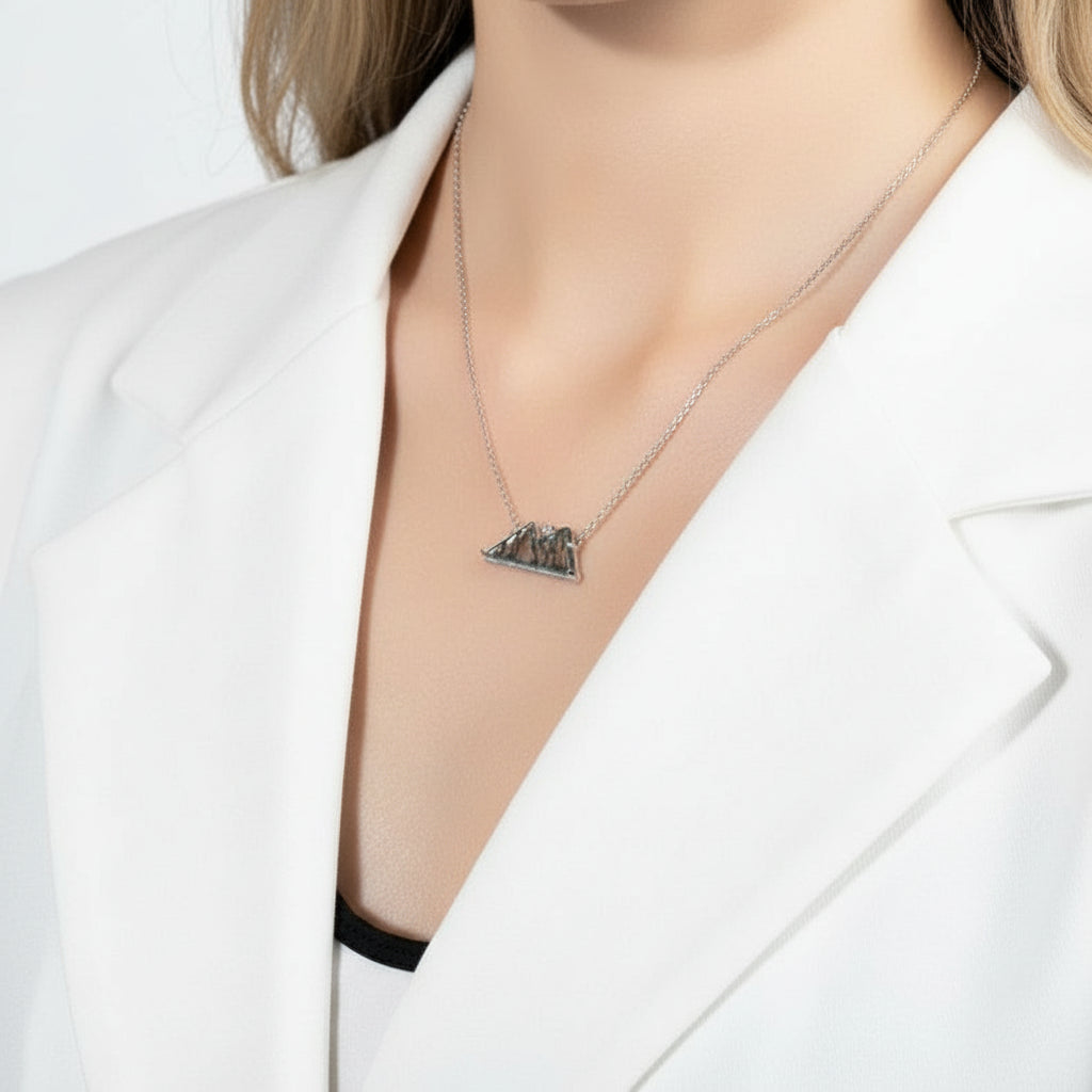 Green Moss Agate Mountain Necklace with Diamond-Black Diamonds New York