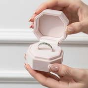 Eternity Emerald Cut Moss Agate Wedding Band-Black Diamonds New York