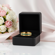 Green Opal Inlay Yellow Gold Tungsten Carbide Men's Ring-Black Diamonds New York