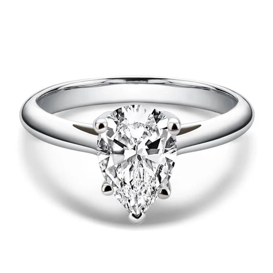 2.0 Ct Pear Cut Diamond Solitaire Engagement Ring-Black Diamonds New York