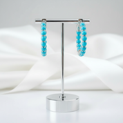 Round-cut Opal Gemstone Huggie Earrings-Black Diamonds New York