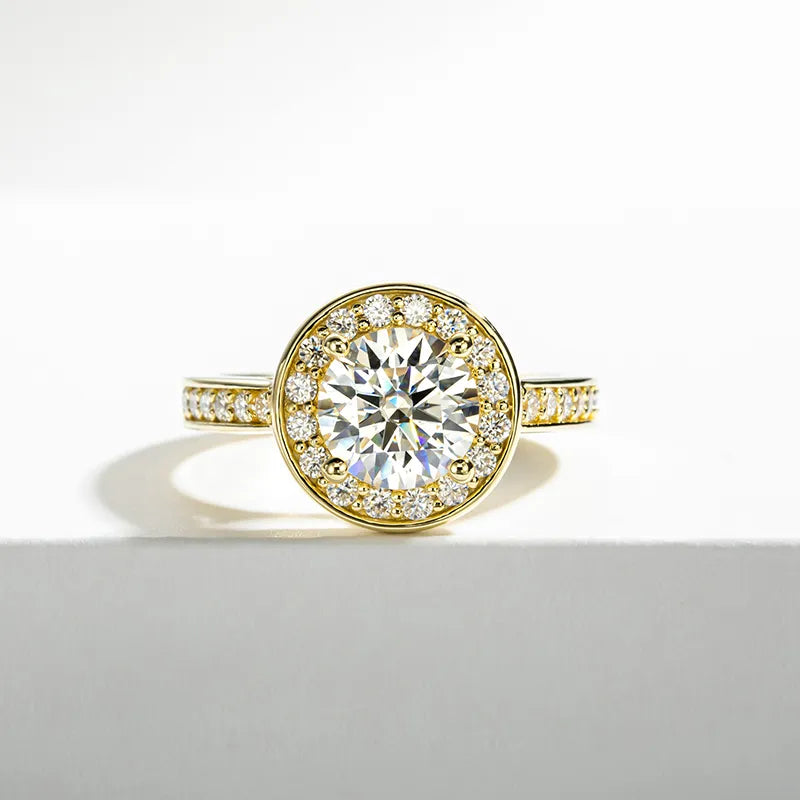 2.0ct Round Cut Moissanite 14k Yellow Gold Overlay Engagement Ring-Black Diamonds New York
