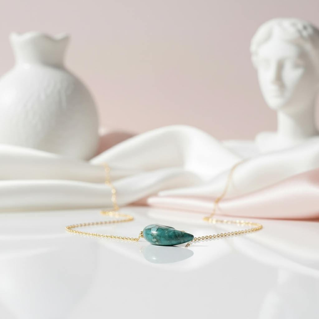 Moon Shaped Moss Agate Necklace-Black Diamonds New York