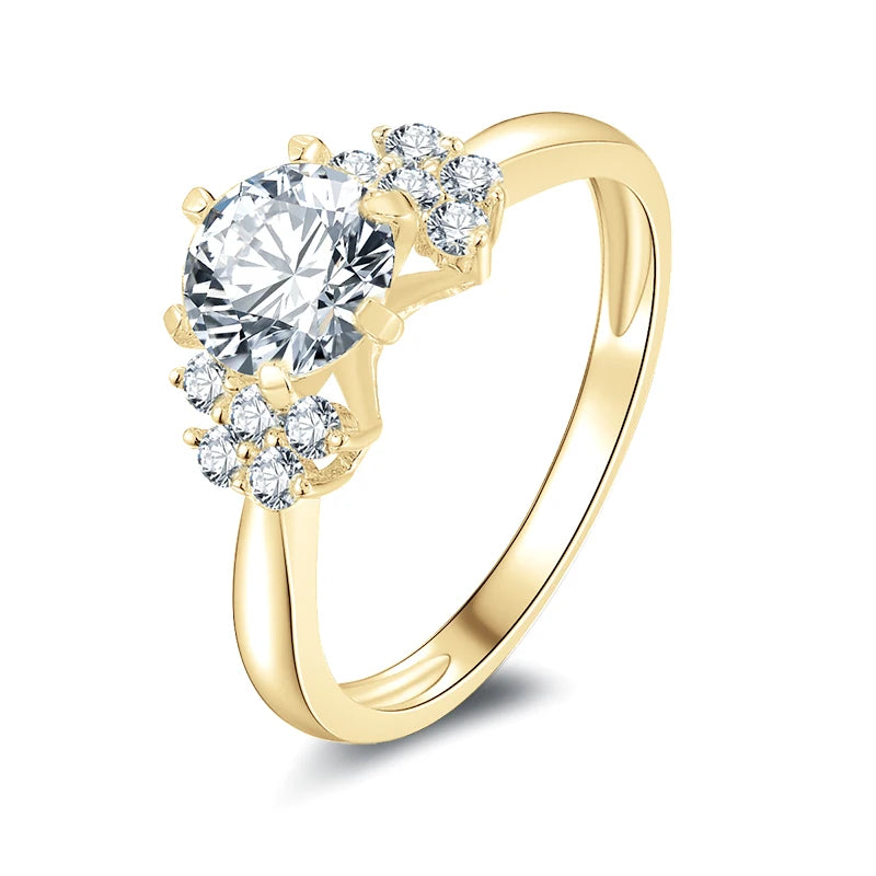 10K Solid Gold 1.0 Ct Round Cut Moissanite Engagement Ring-Black Diamonds New York