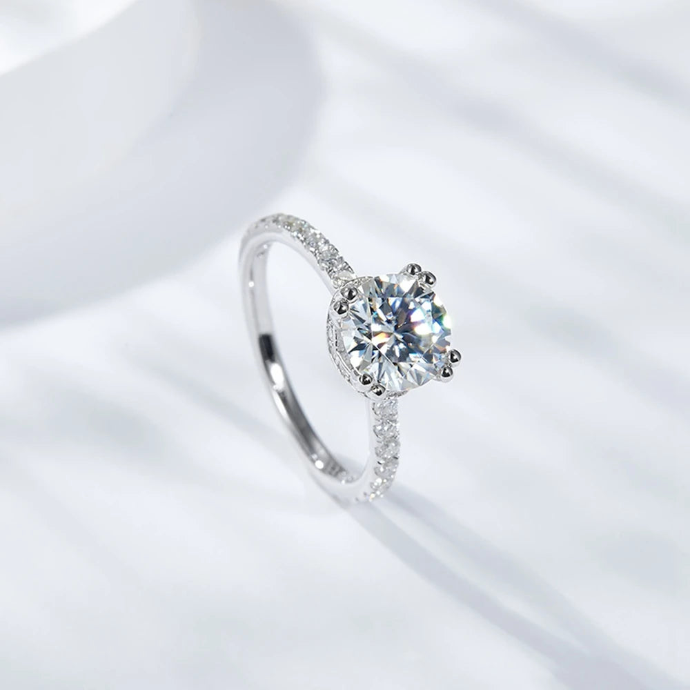 1.5 Ct Round Cut Moissanite Diamond Engagement Ring-Black Diamonds New York