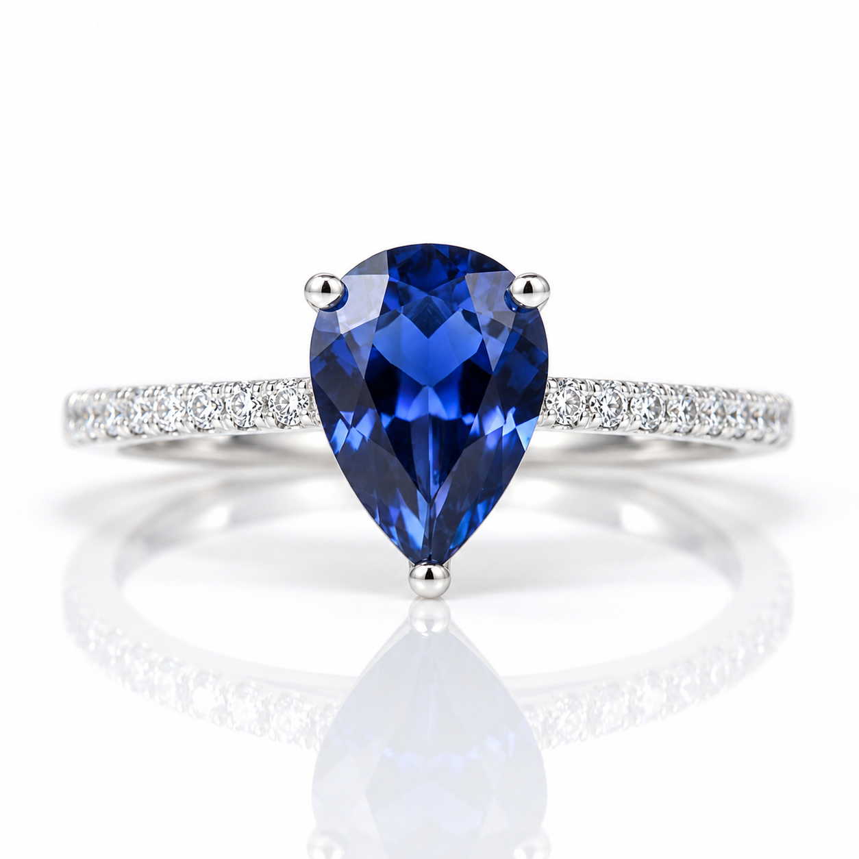 Sapphire Gemstone Vintage Ring-Black Diamonds New York
