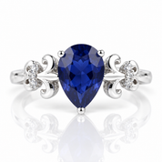 Sapphire Gemstone Vintage Wedding Ring-Black Diamonds New York