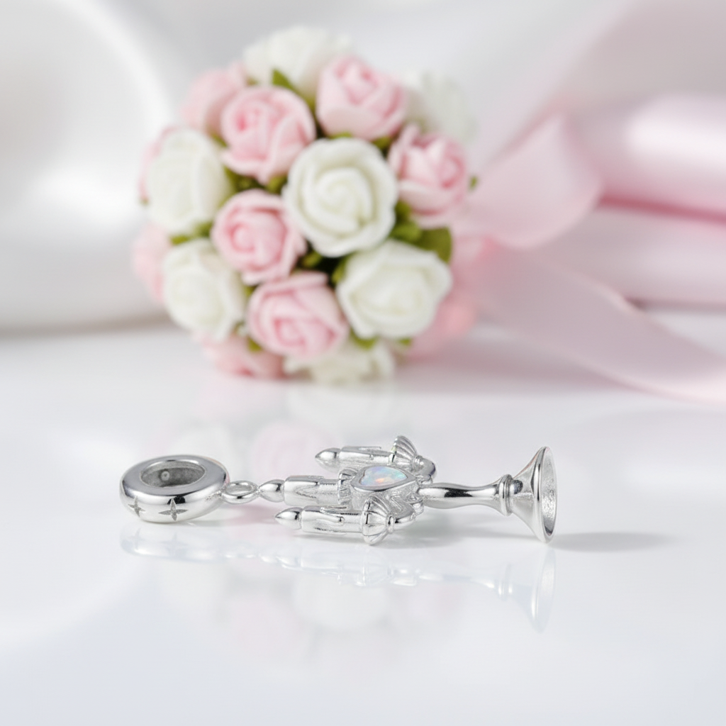 Romantic Candlestick Opal Charm-Black Diamonds New York
