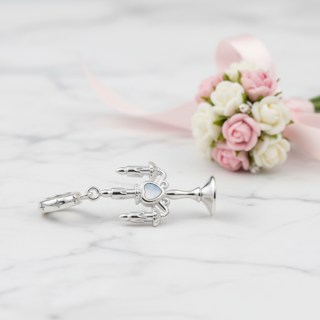 Romantic Candlestick Opal Charm-Black Diamonds New York