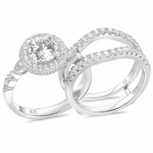 Elegant EVN Stone Halo Engagement Ring Set-Black Diamonds New York