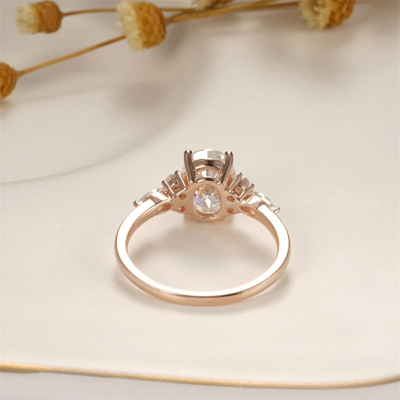 Solid 18K Rose Gold 1.5 Ct Oval Moissanite Engagement Ring-Black Diamonds New York