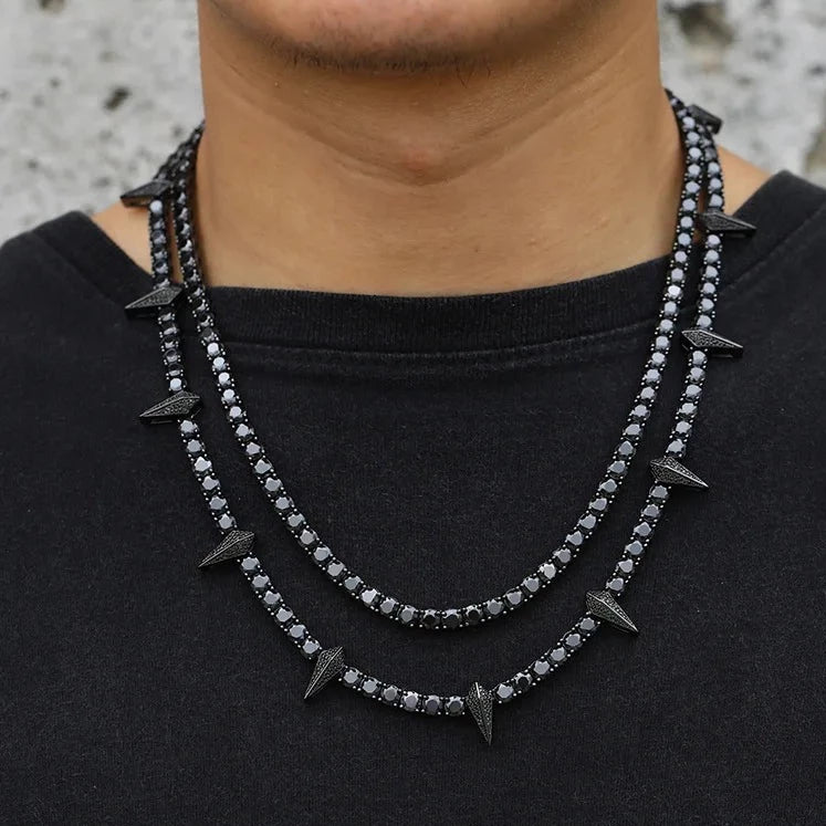 5mm Black Moissanite Gothic Necklace-Black Diamonds New York