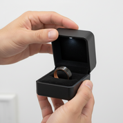 Groove Matte Finish with Inlay Wood Tungsten Carbide Men's Ring-Black Diamonds New York