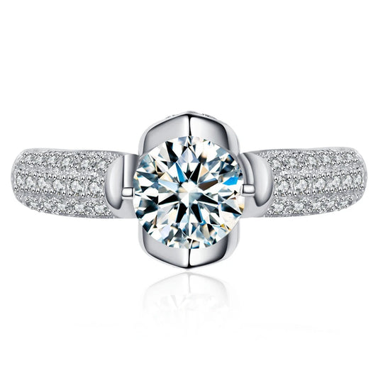 1.0 Ct Round Cut Moissanite Diamond Engagement Ring-Black Diamonds New York